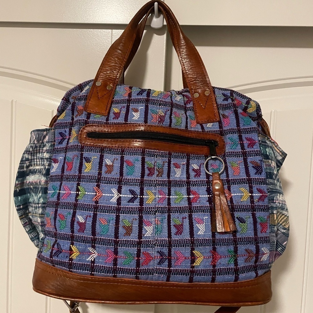 Nena & Co. OOAK The Perfect Bag crossbody tote blue with arrows handmade - Picture 2 of 13